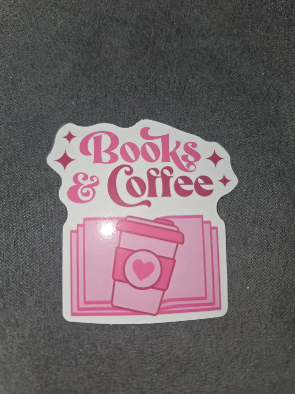 Pink 'Books & Coffee' Sticker - Unbranded
